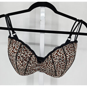 Apt 9 Intimates Womens Sz 36D Sexy Demi Bra Leopard Print Lace Trim